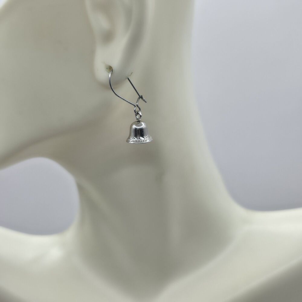 VTG 1982 Avon Silver Color Bell Etched Earrings 1"